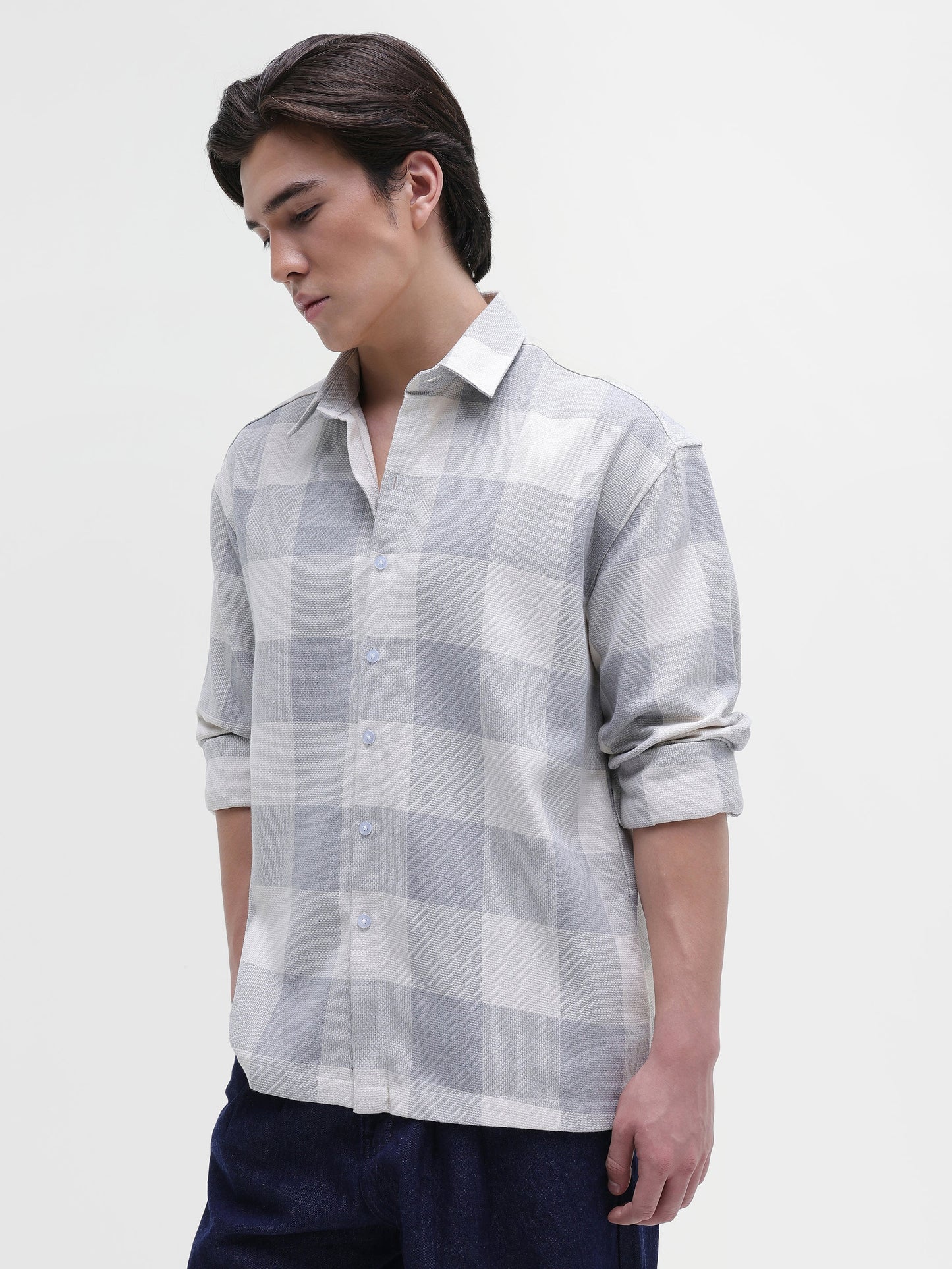Yarn-Dyed Plaid Oversized Fit Shirt