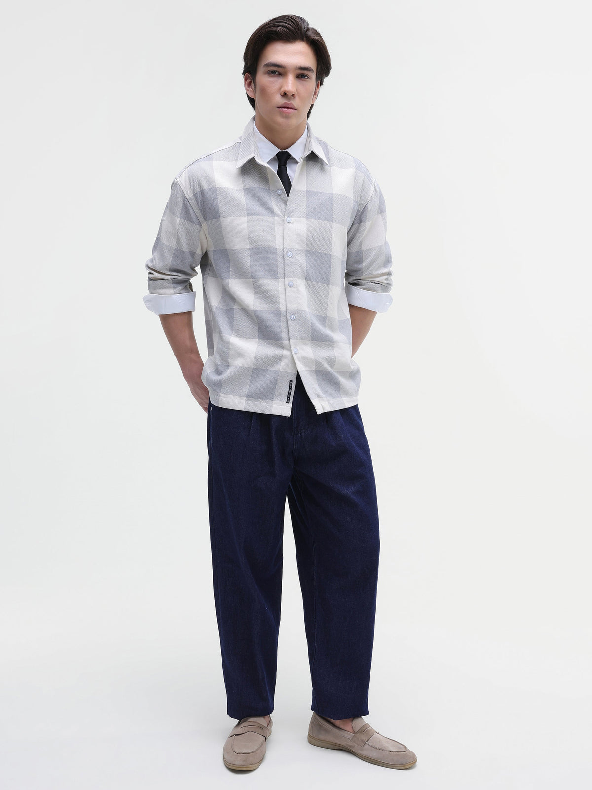 Yarn-Dyed Plaid Oversized Fit Shirt