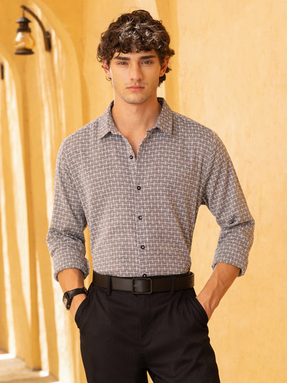 Double Cloth Jacquard Regular Fit Shirt