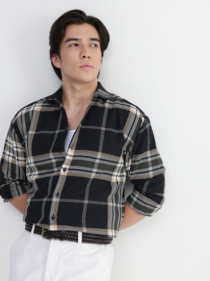 Yarn-Dyed Plaid Oversized Fit Shirt