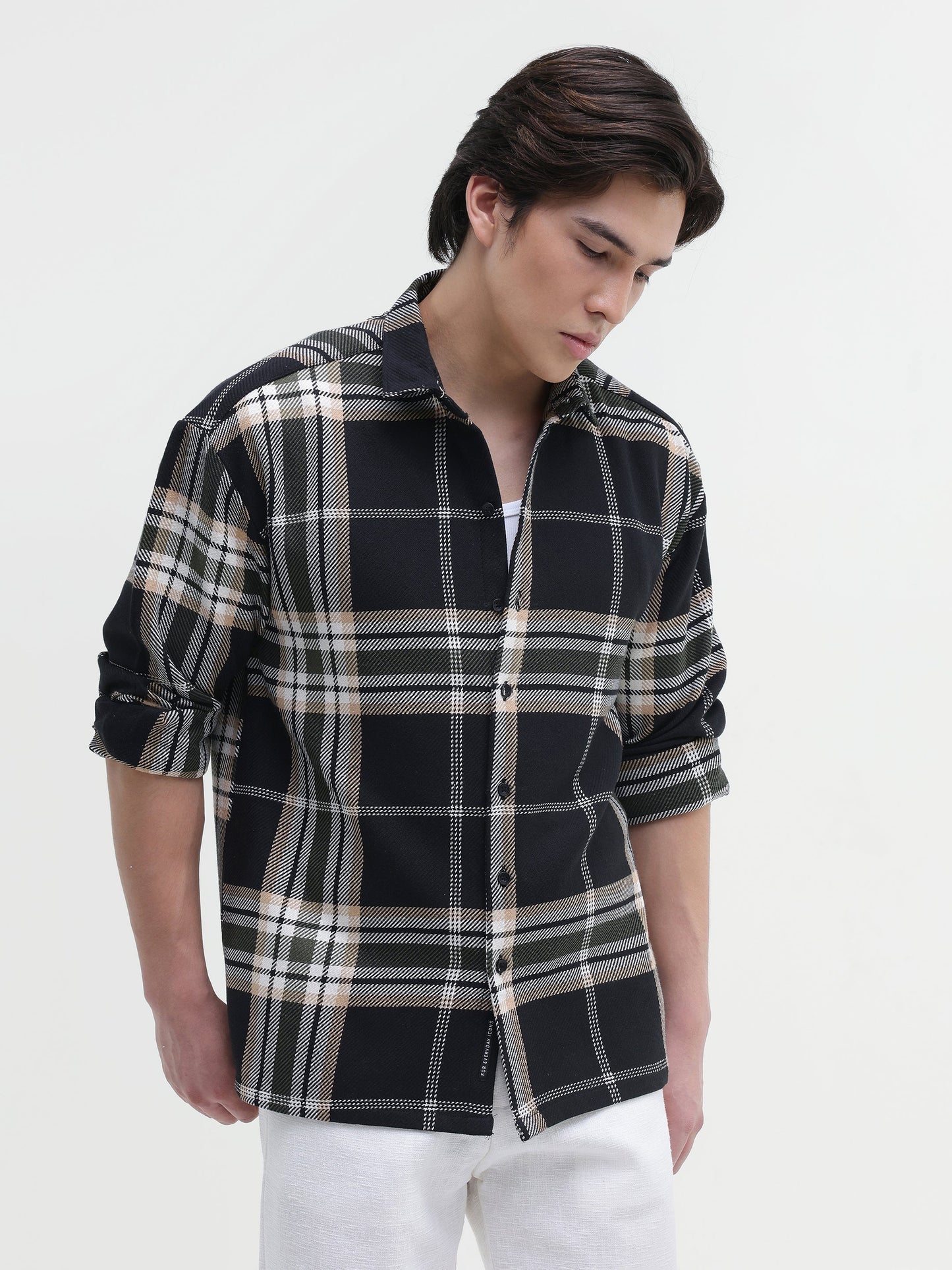 Yarn-Dyed Plaid Oversized Fit Shirt