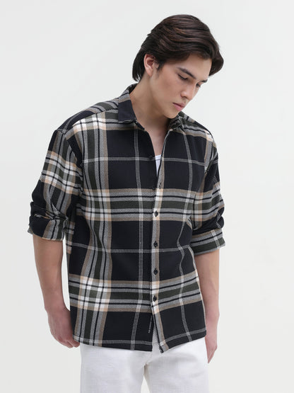 Yarn-Dyed Plaid Oversized Fit Shirt