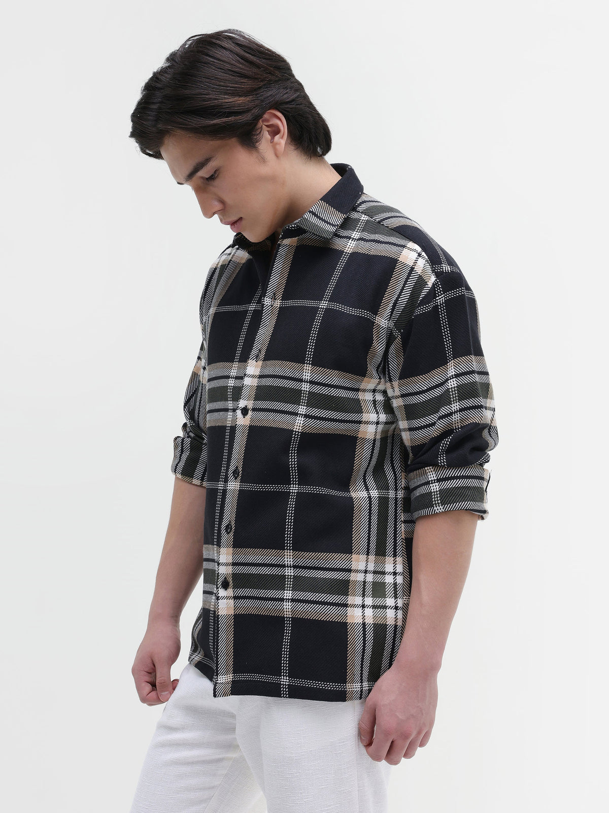 Yarn-Dyed Plaid Oversized Fit Shirt