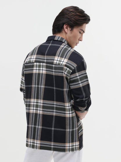 Yarn-Dyed Plaid Oversized Fit Shirt