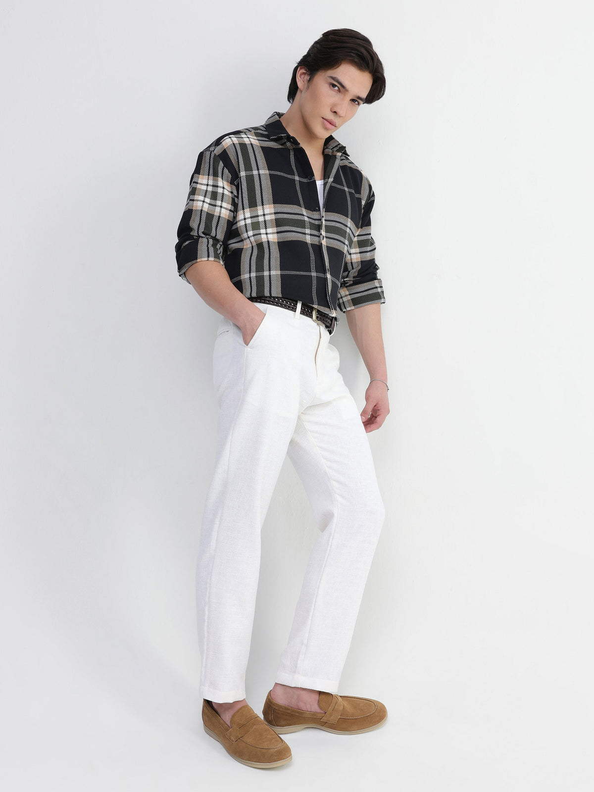 Yarn-Dyed Plaid Oversized Fit Shirt