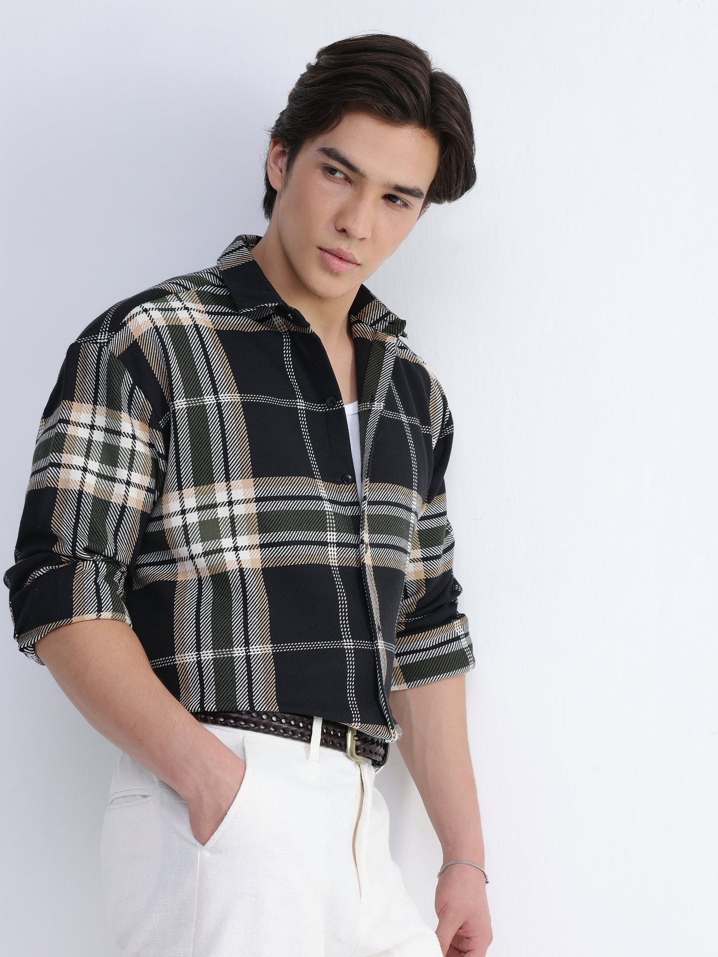Yarn-Dyed Plaid Oversized Fit Shirt