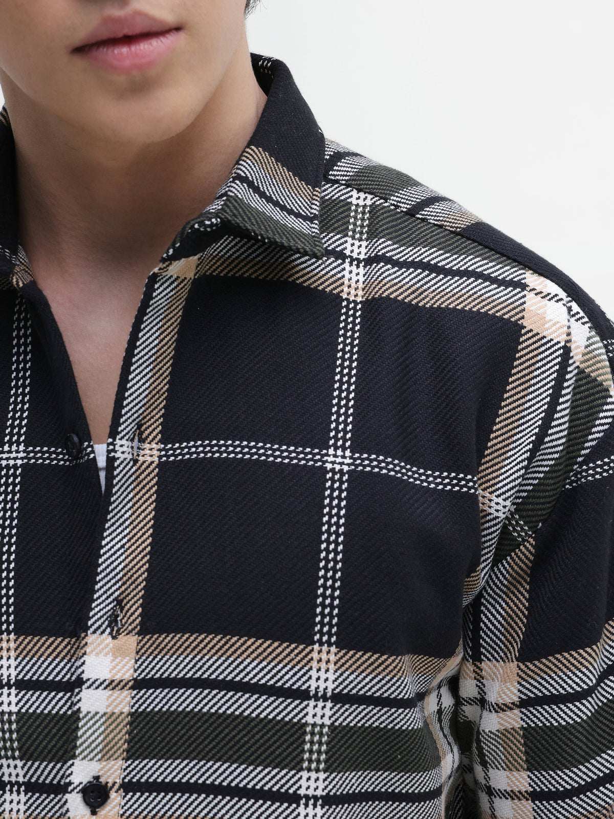 Yarn-Dyed Plaid Oversized Fit Shirt