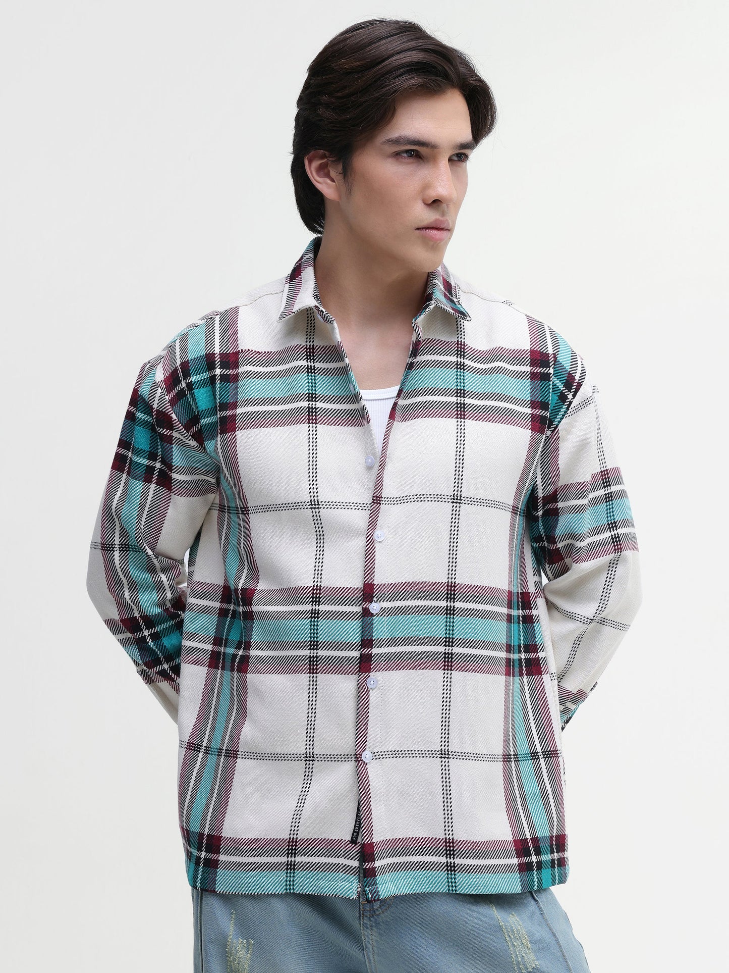 Yarn-Dyed Plaid Oversized Fit Shirt