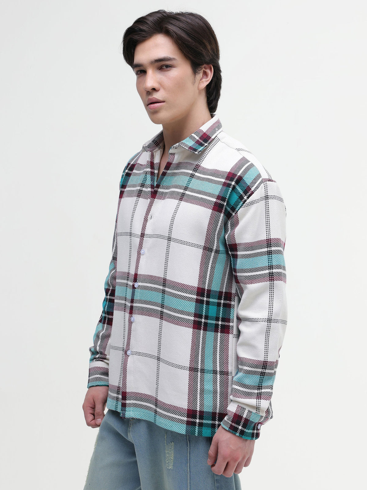Yarn-Dyed Plaid Oversized Fit Shirt