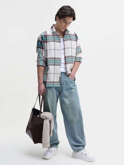 Yarn-Dyed Plaid Oversized Fit Shirt