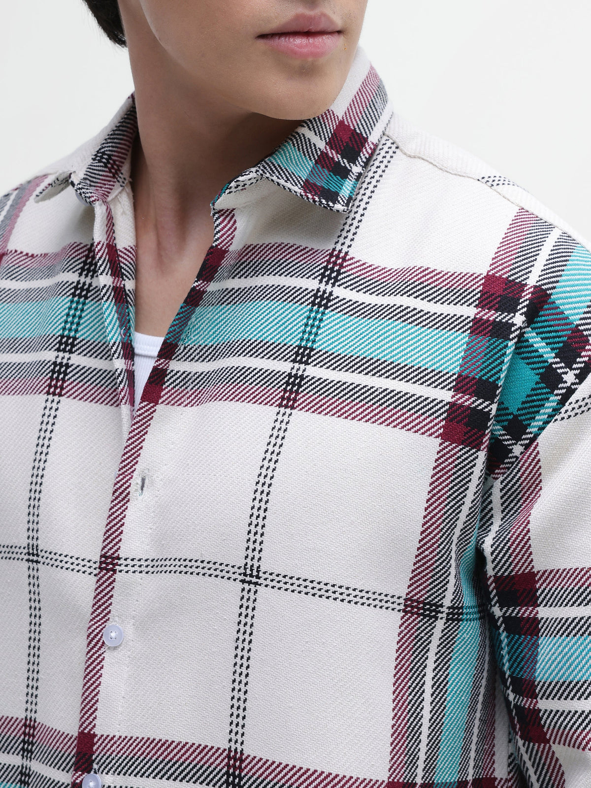 Yarn-Dyed Plaid Oversized Fit Shirt