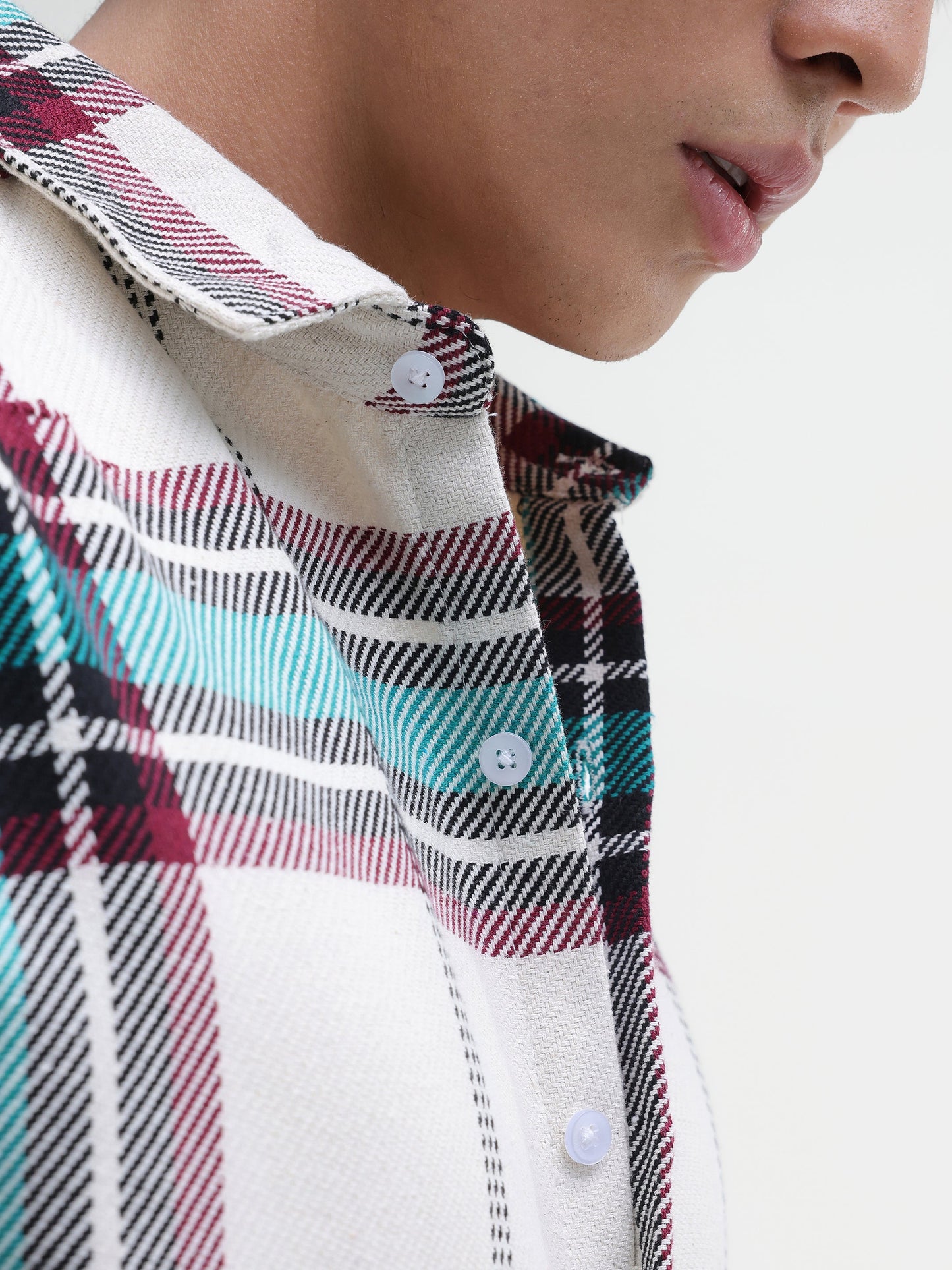 Yarn-Dyed Plaid Oversized Fit Shirt