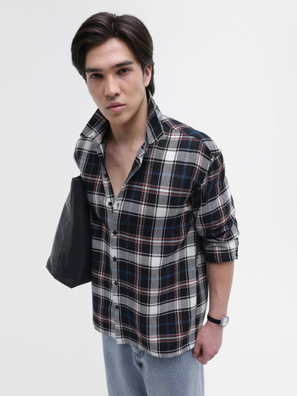 Yarn-Dyed Plaid Oversized Fit Shirt