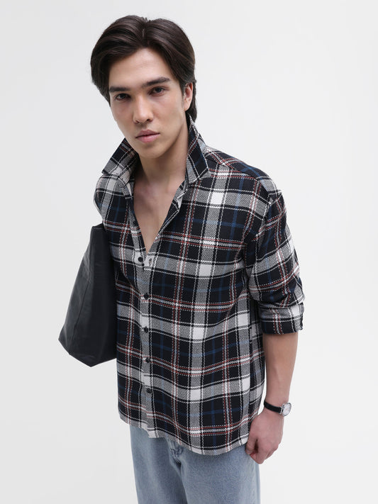 Yarn-Dyed Plaid Oversized Fit Shirt