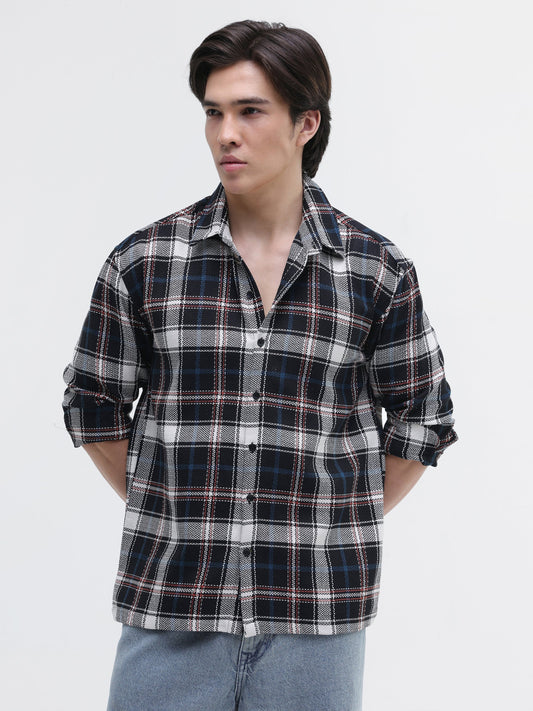 Yarn-Dyed Plaid Oversized Fit Shirt