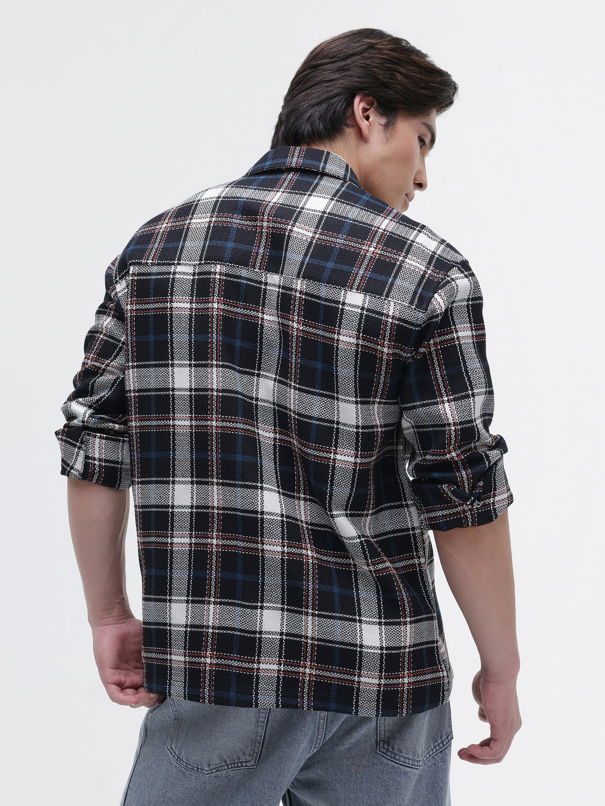 Yarn-Dyed Plaid Oversized Fit Shirt