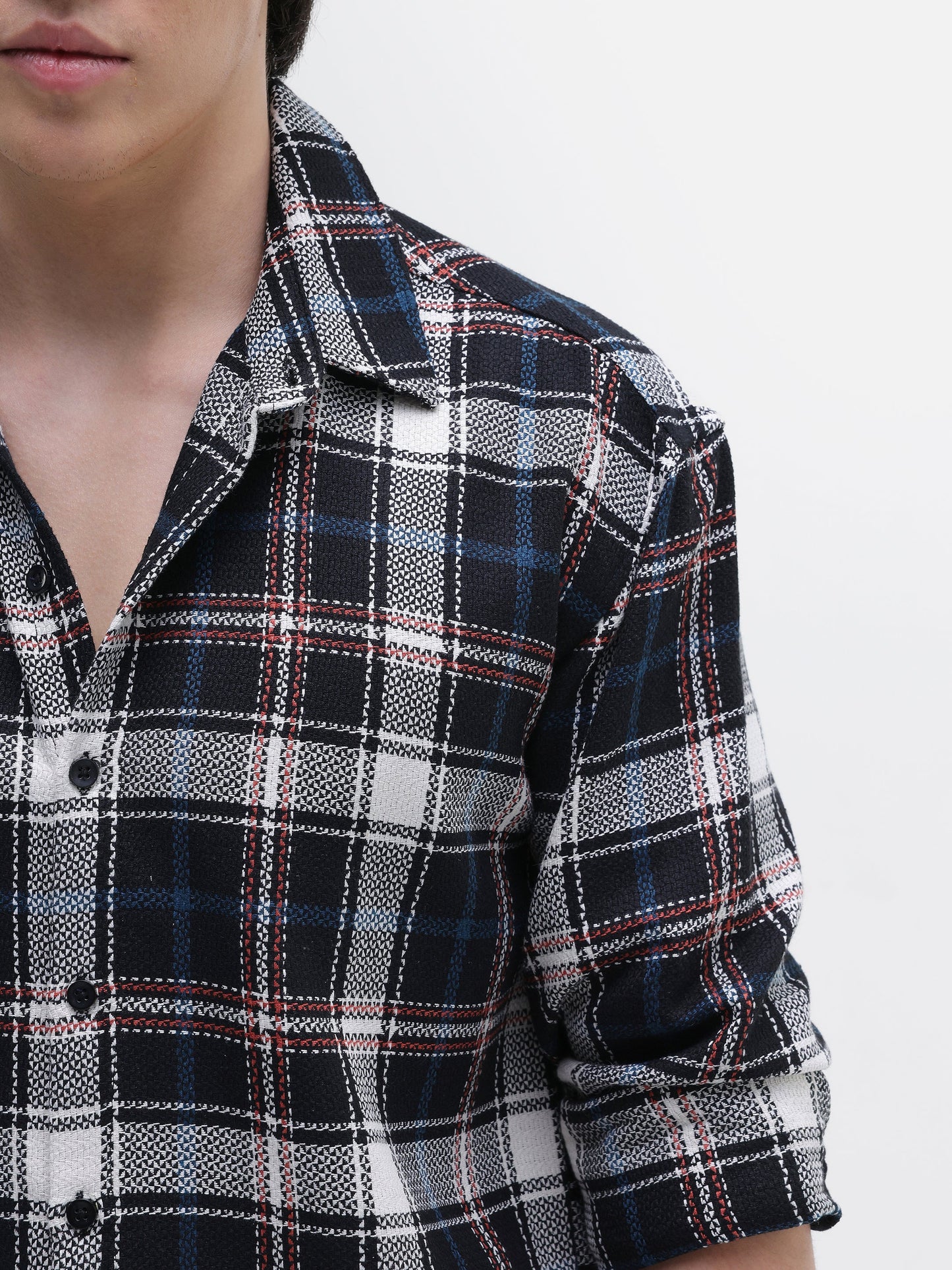 Yarn-Dyed Plaid Oversized Fit Shirt