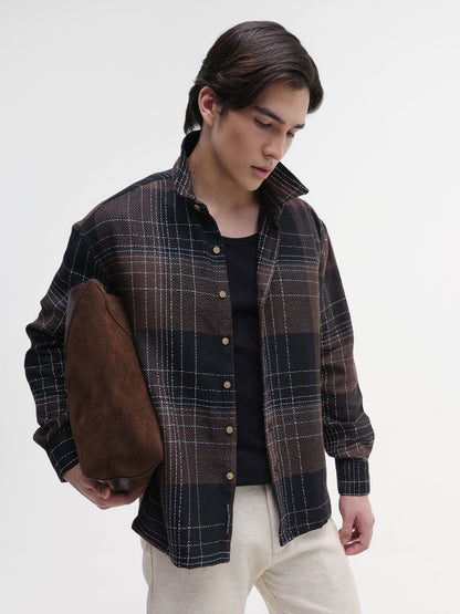 Yarn-Dyed Plaid Oversized Fit Shirt
