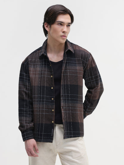 Yarn-Dyed Plaid Oversized Fit Shirt