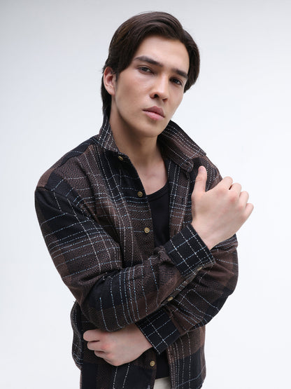 Yarn-Dyed Plaid Oversized Fit Shirt