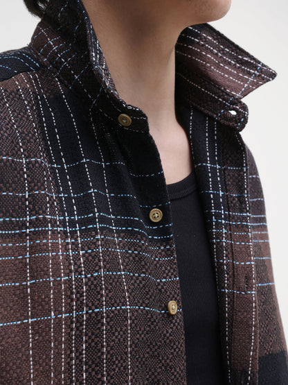 Yarn-Dyed Plaid Oversized Fit Shirt