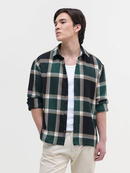Yarn-Dyed Plaid Oversized Fit Shirt