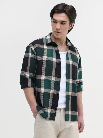 Yarn-Dyed Plaid Oversized Fit Shirt
