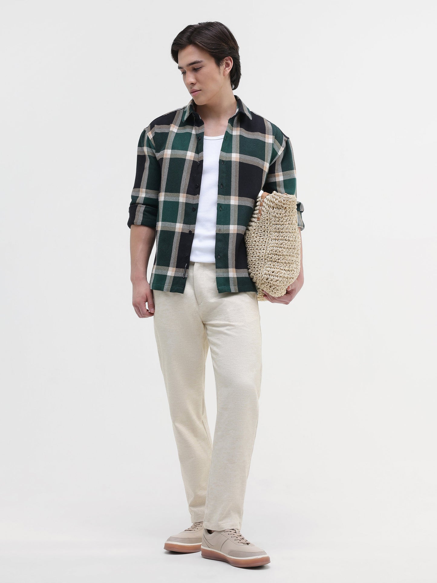Yarn-Dyed Plaid Oversized Fit Shirt