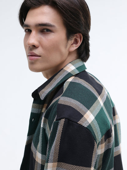 Yarn-Dyed Plaid Oversized Fit Shirt