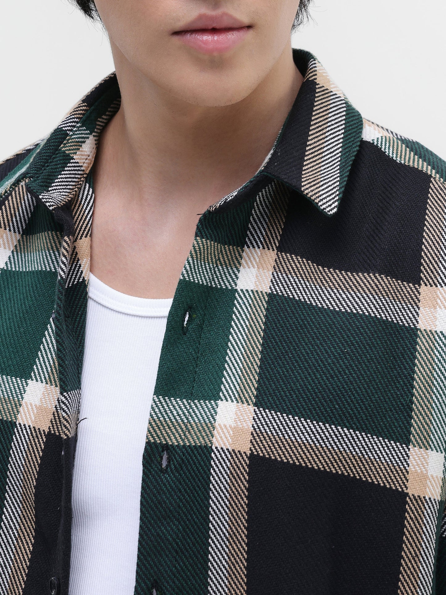 Yarn-Dyed Plaid Oversized Fit Shirt
