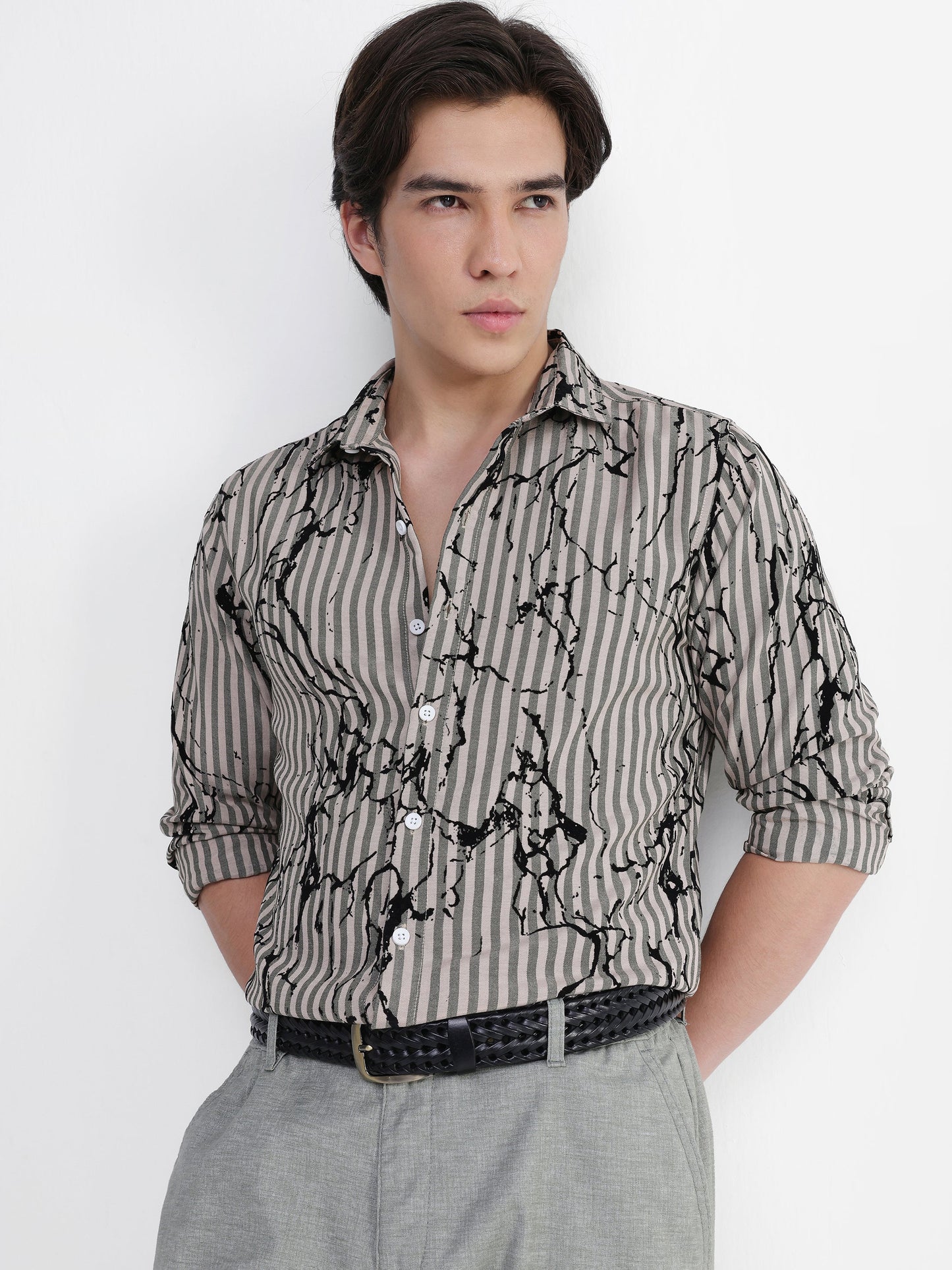 All Over Flock Printed Regular Fit Shirt