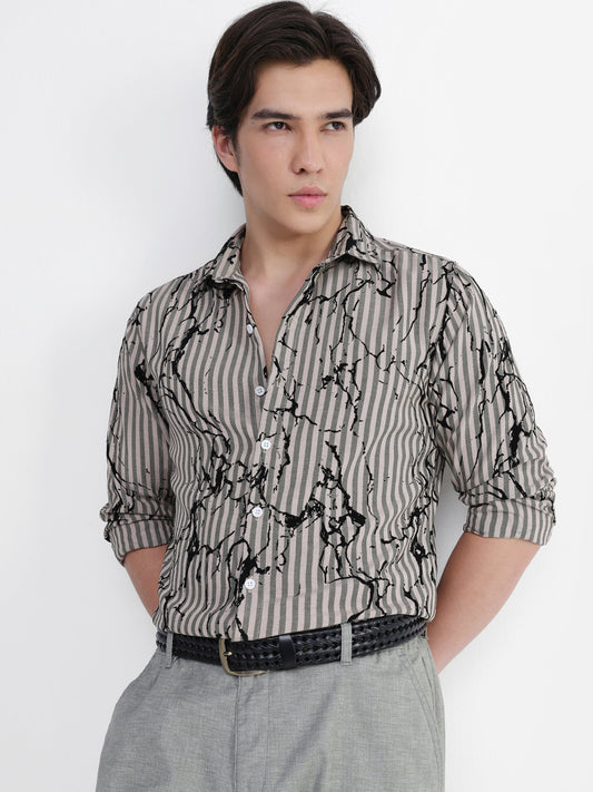 All Over Flock Printed Regular Fit Shirt