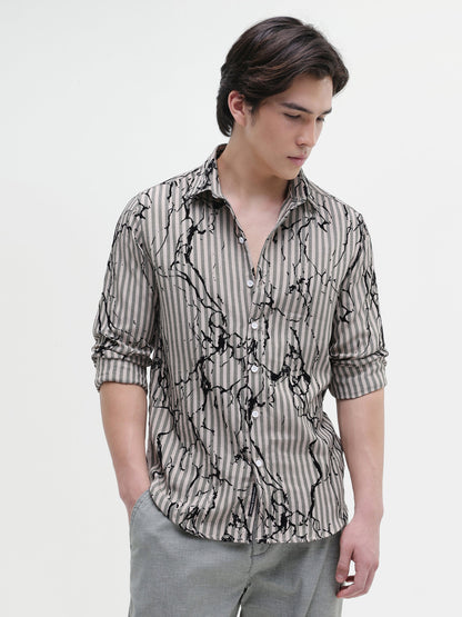 All Over Flock Printed Regular Fit Shirt