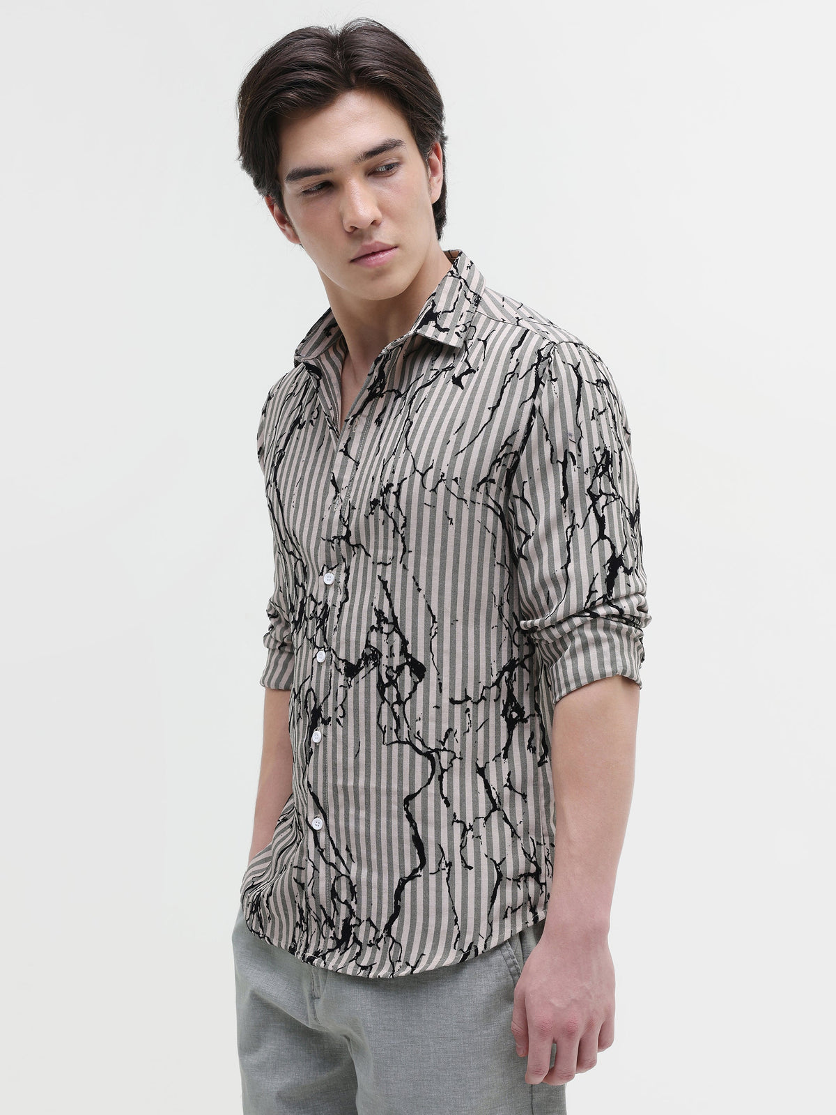 All Over Flock Printed Regular Fit Shirt
