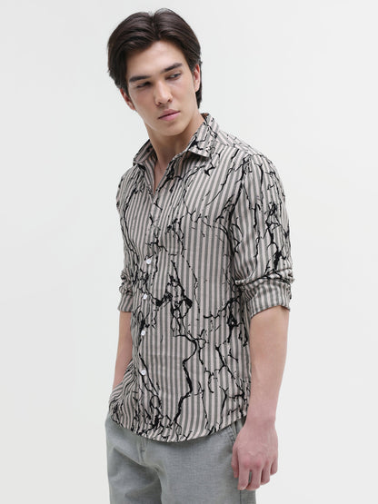 All Over Flock Printed Regular Fit Shirt