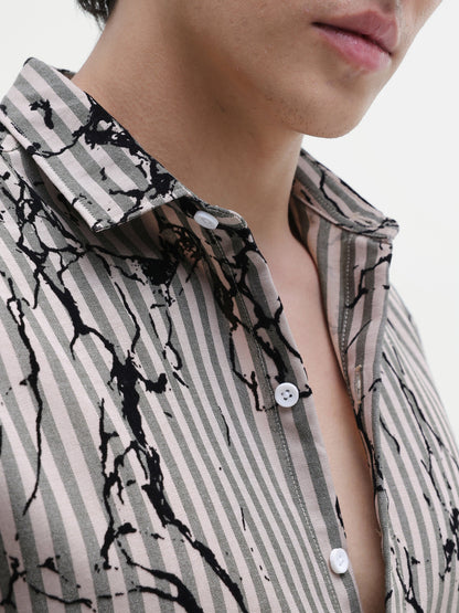 All Over Flock Printed Regular Fit Shirt