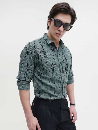All Over Flock Printed Regular Fit Shirt