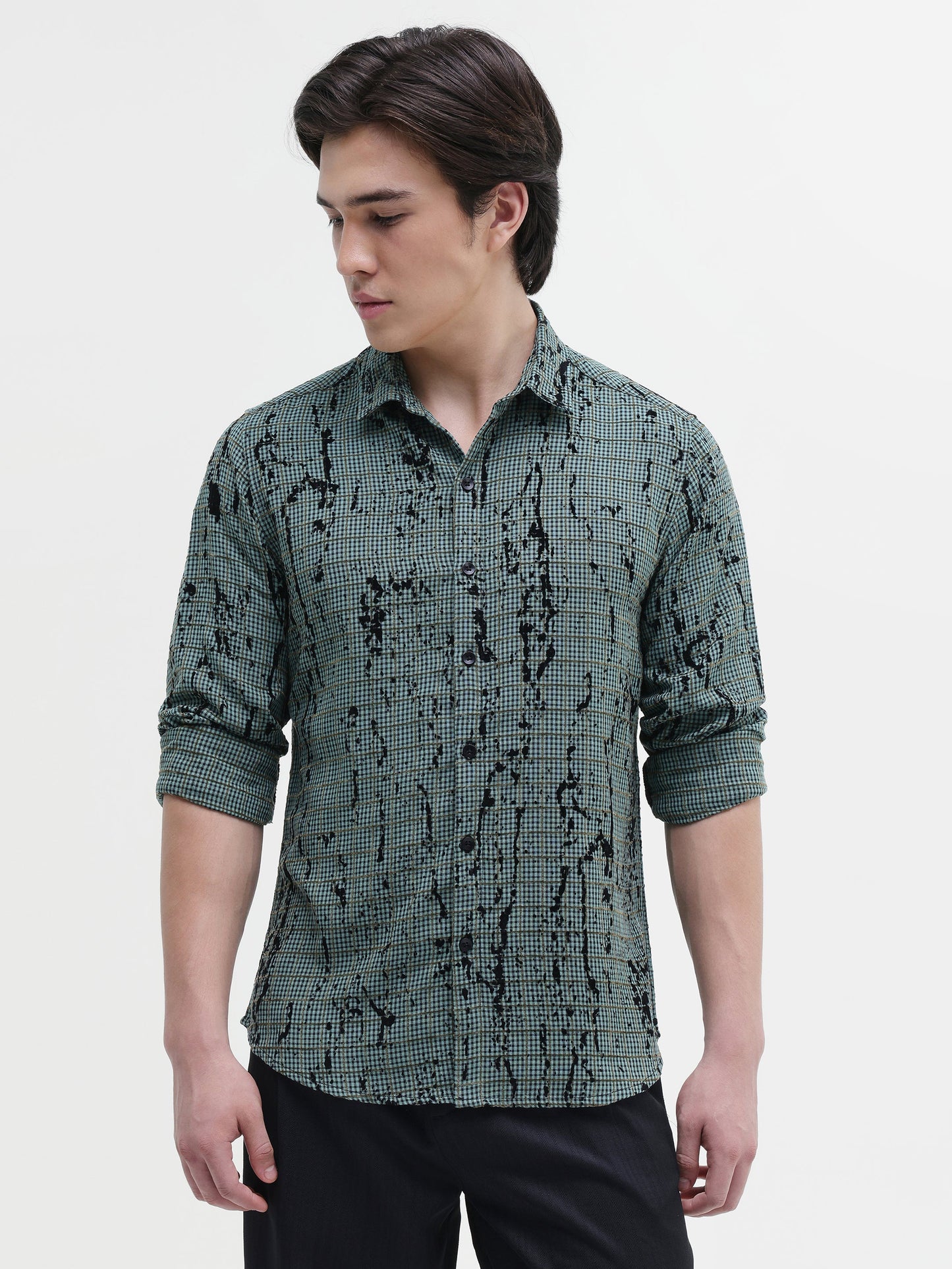 All Over Flock Printed Regular Fit Shirt