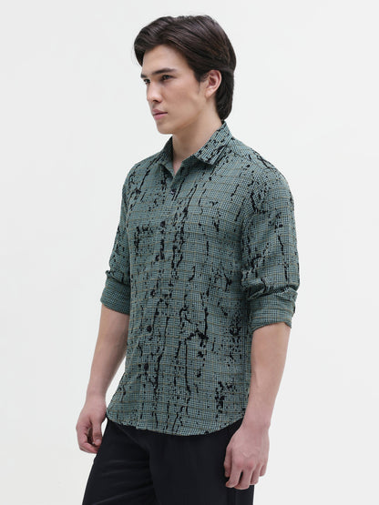 All Over Flock Printed Regular Fit Shirt