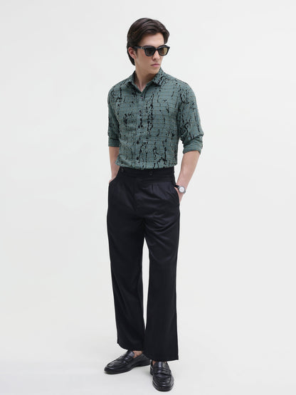 All Over Flock Printed Regular Fit Shirt