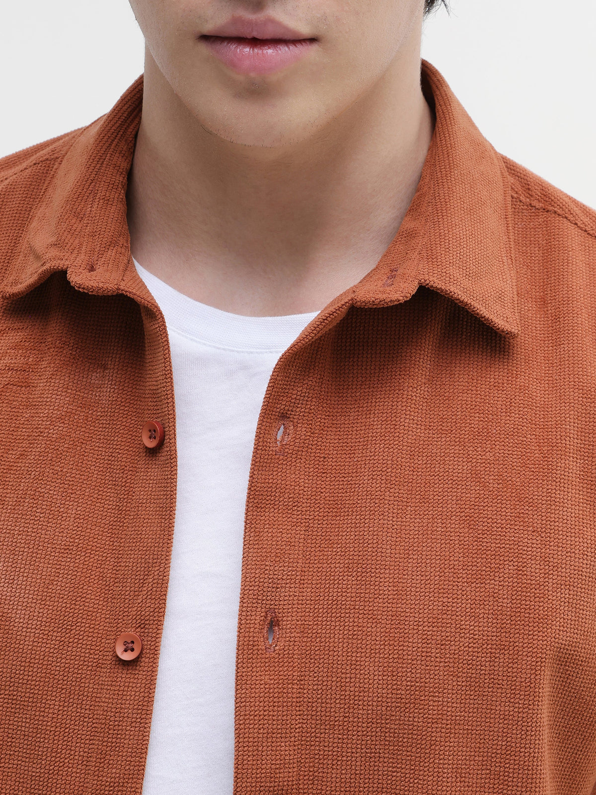 Solid Corduroy Regular Fit Shirt
