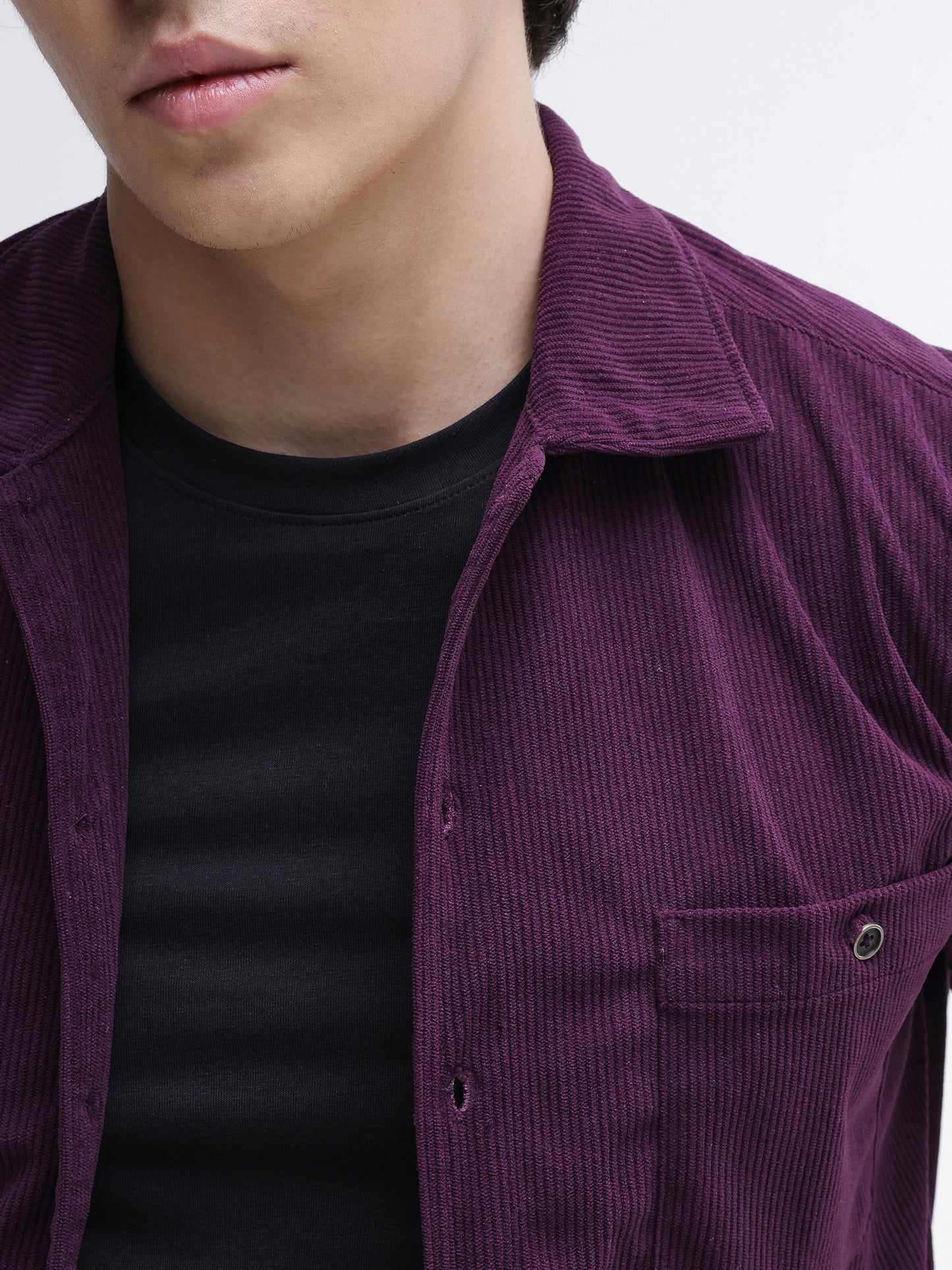 Patch Pocket Corduroy Regular Fit Shirt