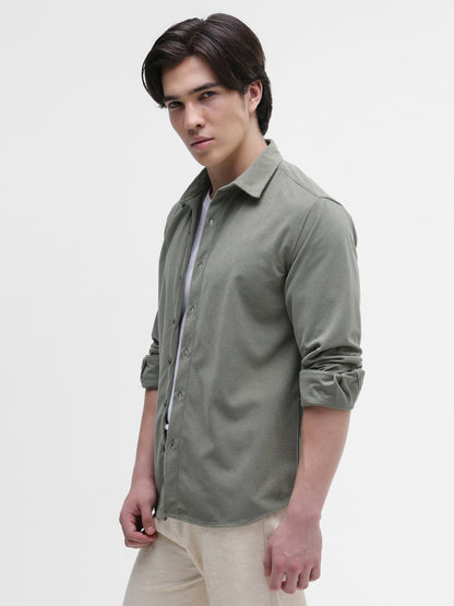Solid Textured Regular Fit Shirt