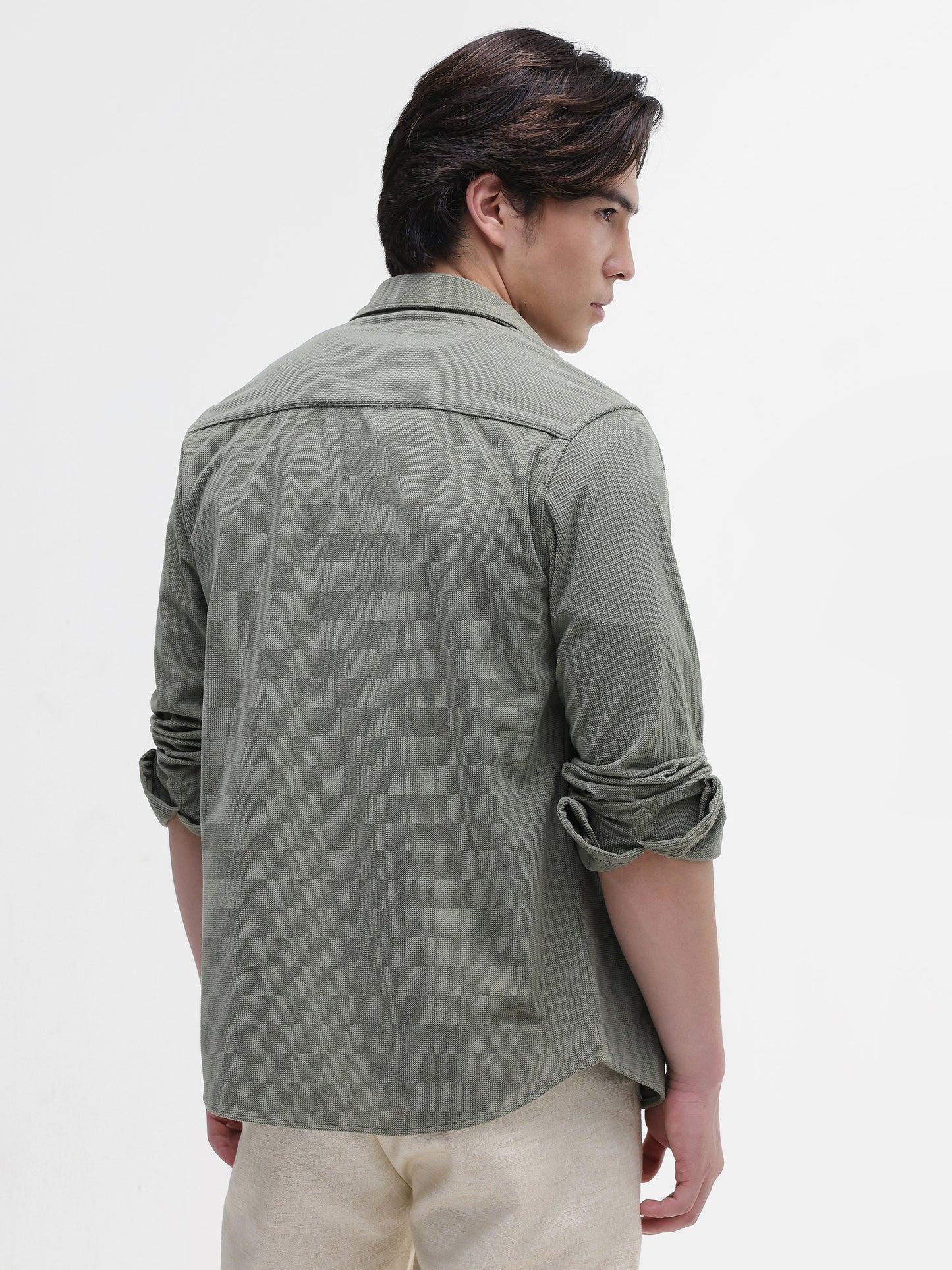 Solid Textured Regular Fit Shirt