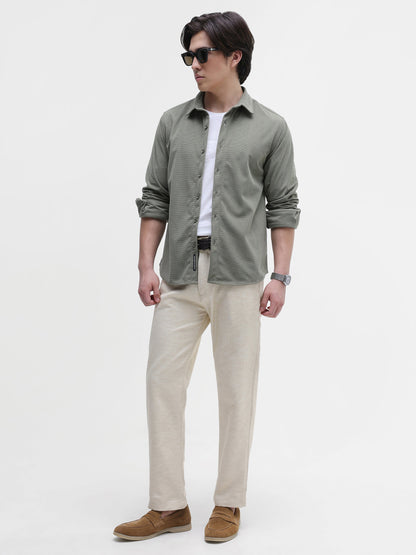 Solid Textured Regular Fit Shirt