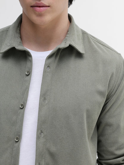 Solid Textured Regular Fit Shirt