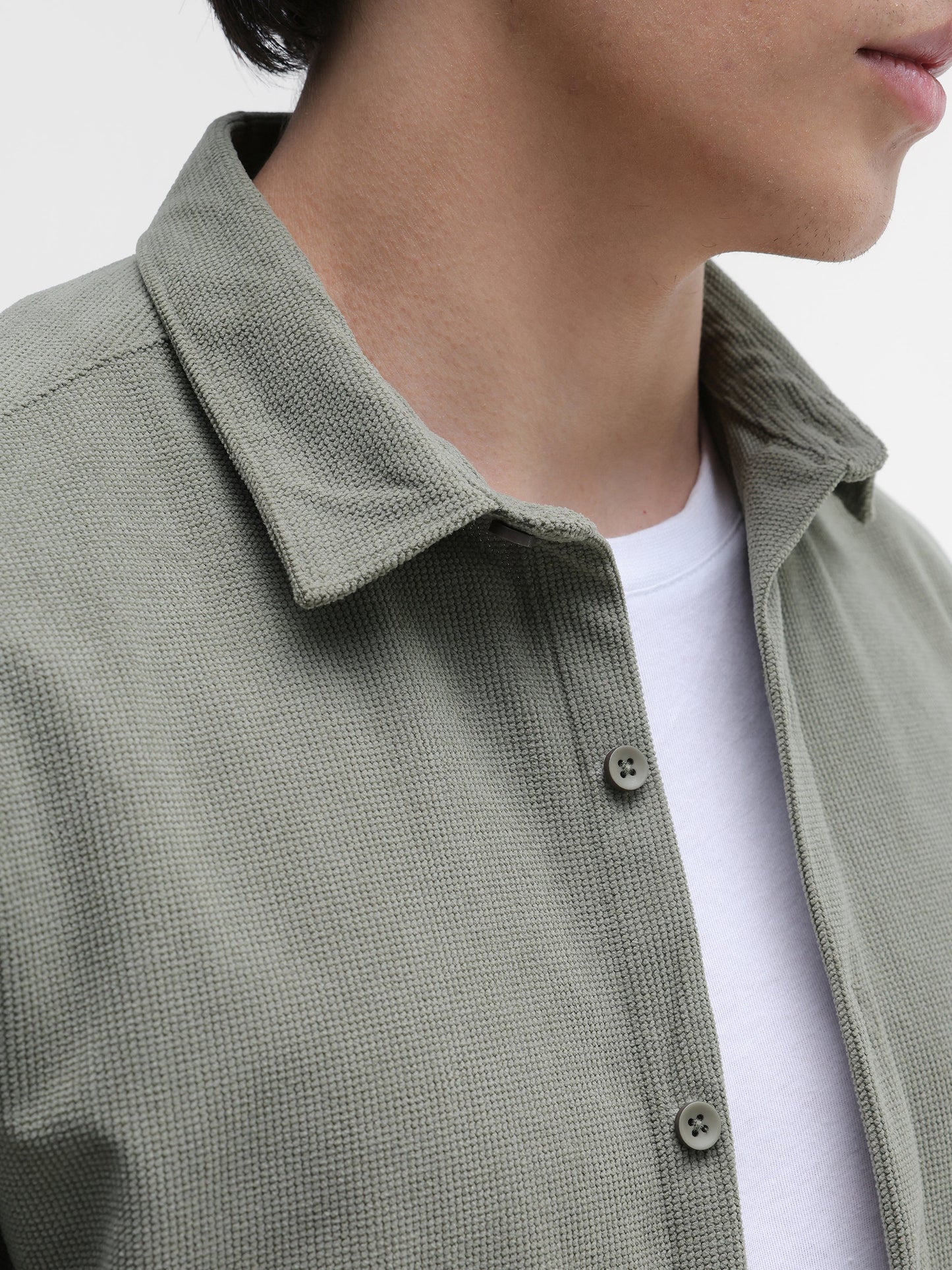 Solid Textured Regular Fit Shirt