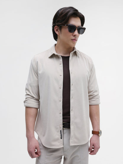 Solid Textured Regular Fit Shirt
