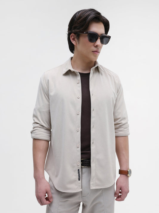 Solid Textured Regular Fit Shirt