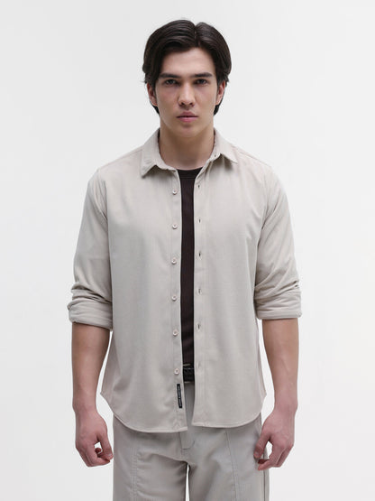 Solid Textured Regular Fit Shirt